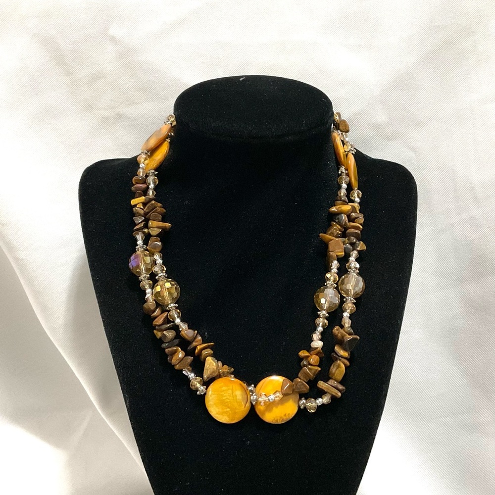 Single Strand of Tiger Eye, Mop, & Glass Beads